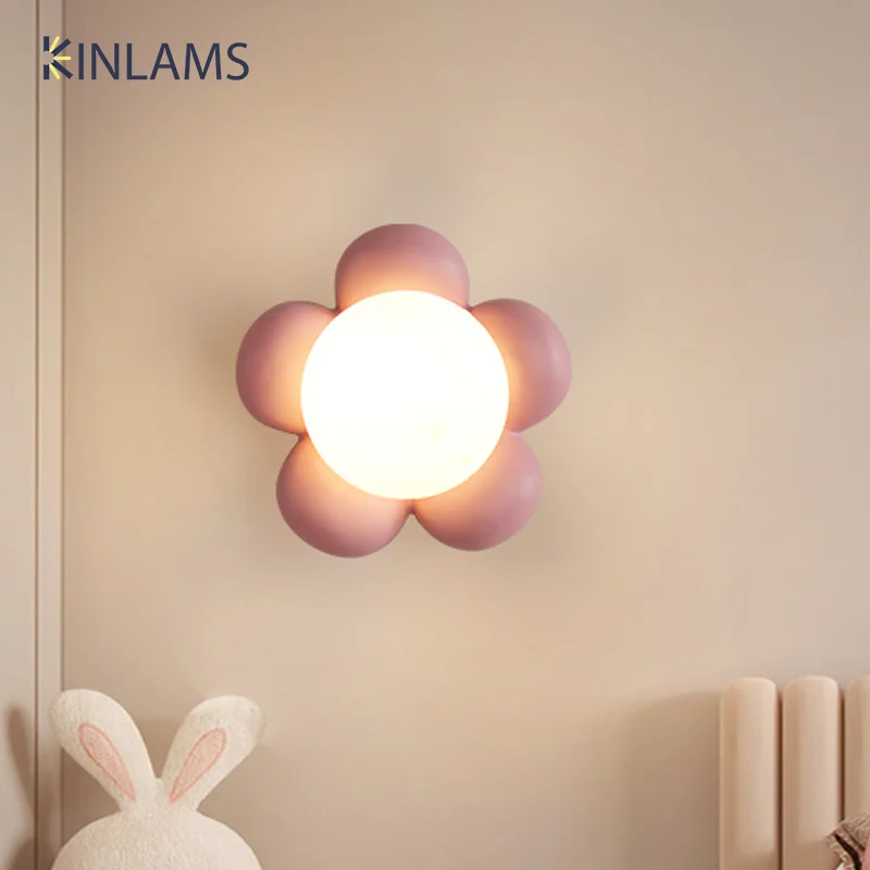 Nordic Simple Wall Light Warm Home Decorations LED Light Children Flower Lamp Indoor Bedside Wall Light Living Room Pendant lamp