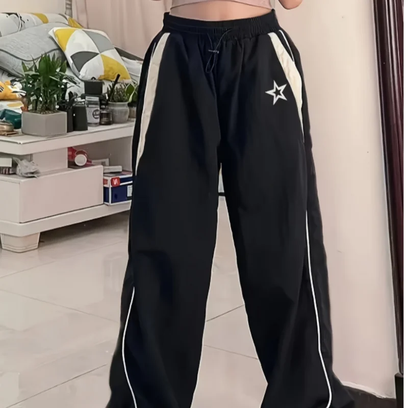 Retro Casual Pants Female Xia Harajuku Street Hip-hop Loose High Waist Sweatpants