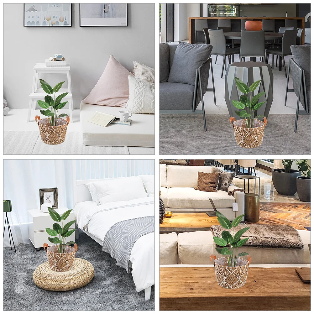 Cesta tejida con asa, cesta de almacenamiento de flores naturales hecha a mano para decoración del banquete de boda, jardín, uso portátil al aire libre