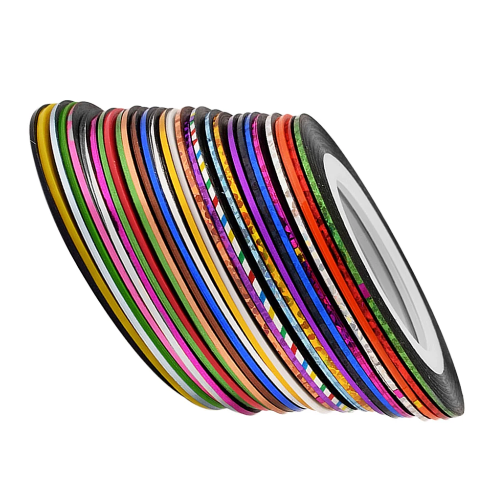 30 Uds. De líneas adhesivas de rayas para cinta, cinta artística para manicura, herramientas de diseño brillante, pegatinas para uñas Diy, cintas artesanales