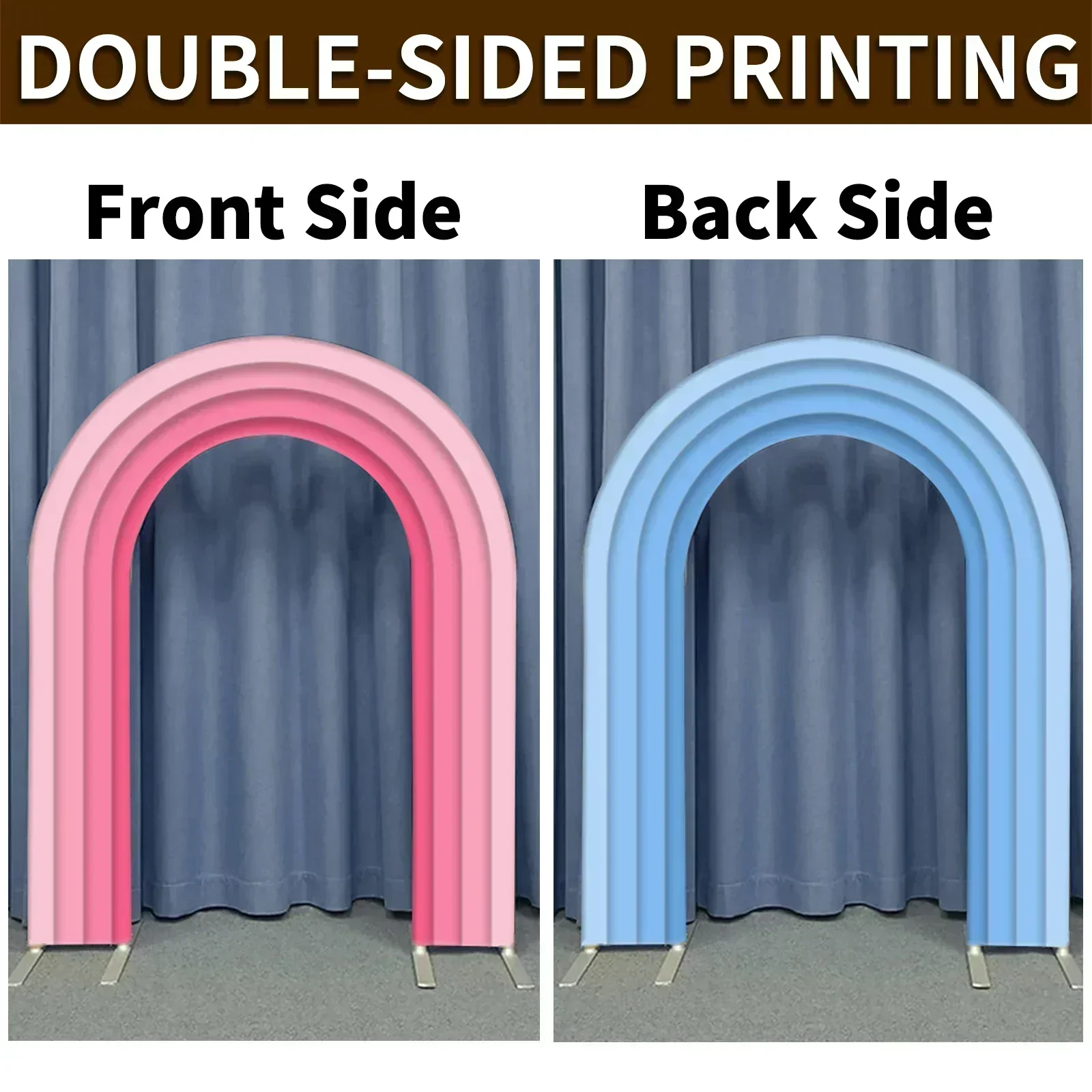 Gradient Ribbon Design Rainbow Door Arch Backdrop Double-sided printable for Birthday Baby Shower Wedding Party Decoration