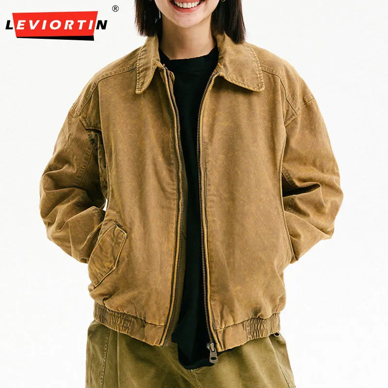 

Мужская модная тенденция, винтажная спецодежда, винтажная стираная вода, камуфляжный дизайн с леопардовым принтом в стиле панк, куртка с лацканами