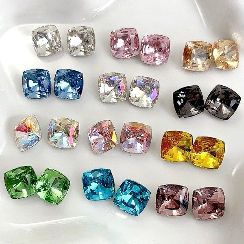 

Sparkle Geometric Square Crystal Colorful Sharp Bottom Multi Faceted Rhinestones Heart Nail Art Decorations Manicure Accessories