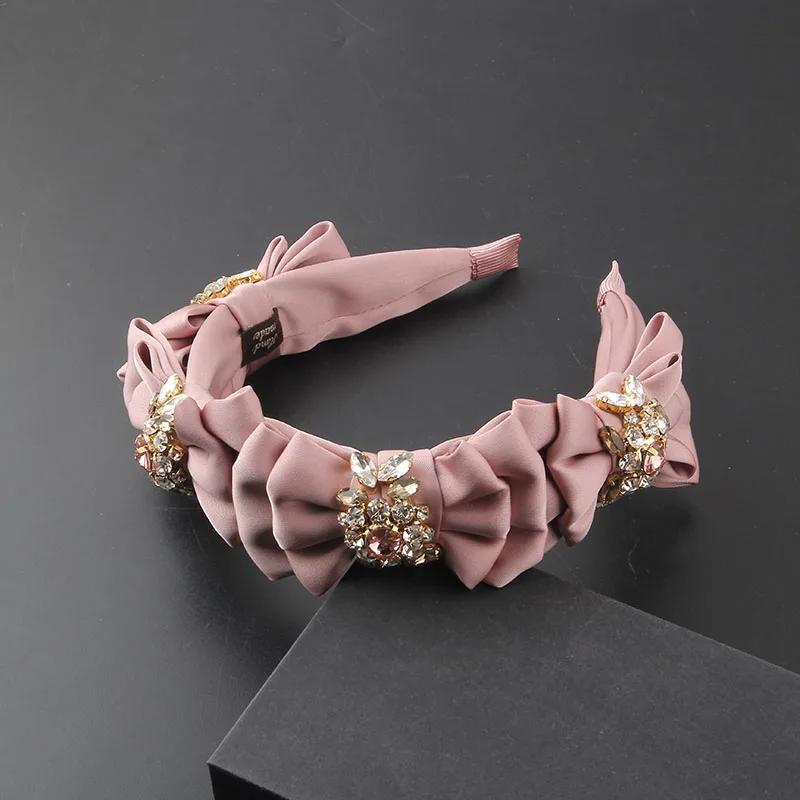 New Fashion Woven Fabric Inlaid Rhinestone Geometric Hair Accessories Ladies Prom Street Shooting Trend Headband Headwear 859