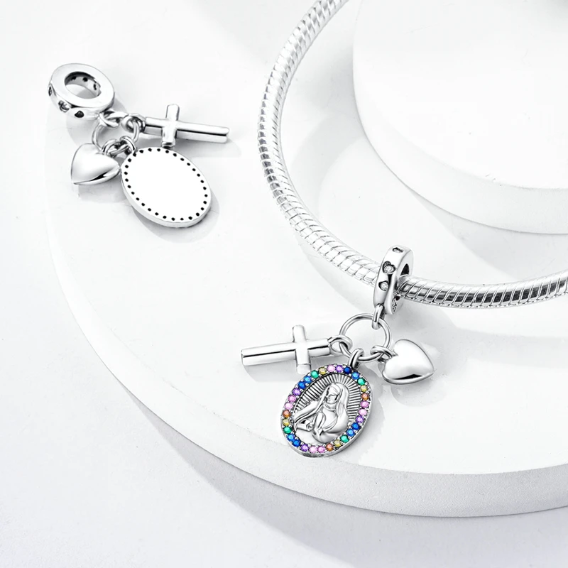 925 Sterling Silver Beads Cross Fire Dragon Hot Air Balloon Charms Fit Original Bangle Bracelet Diy Women Fine Jewelry Gift image 2