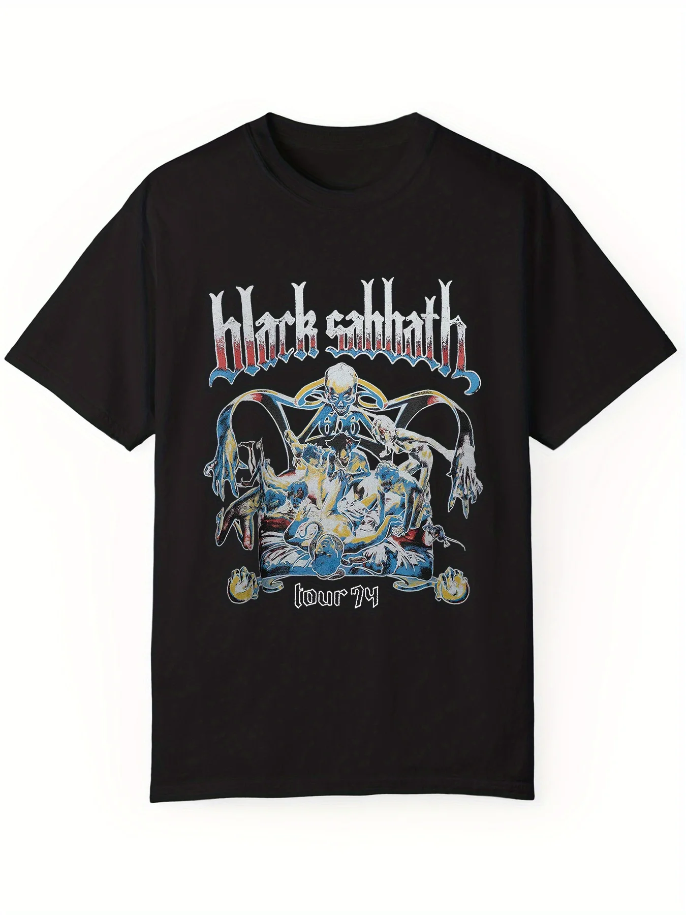 

Мужская черная футболка с рисунком Sabbath — повседневная хлопковая футболка с короткими рукавами и круглым вырезом, дизайн черепа и букв