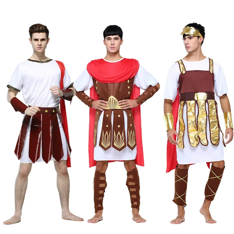 Adult Men Greek Roman Warrior Gladiator Costume Knight Julius Caesar Costumes Halloween Party Carnival Mardi Gras Fancy Dress