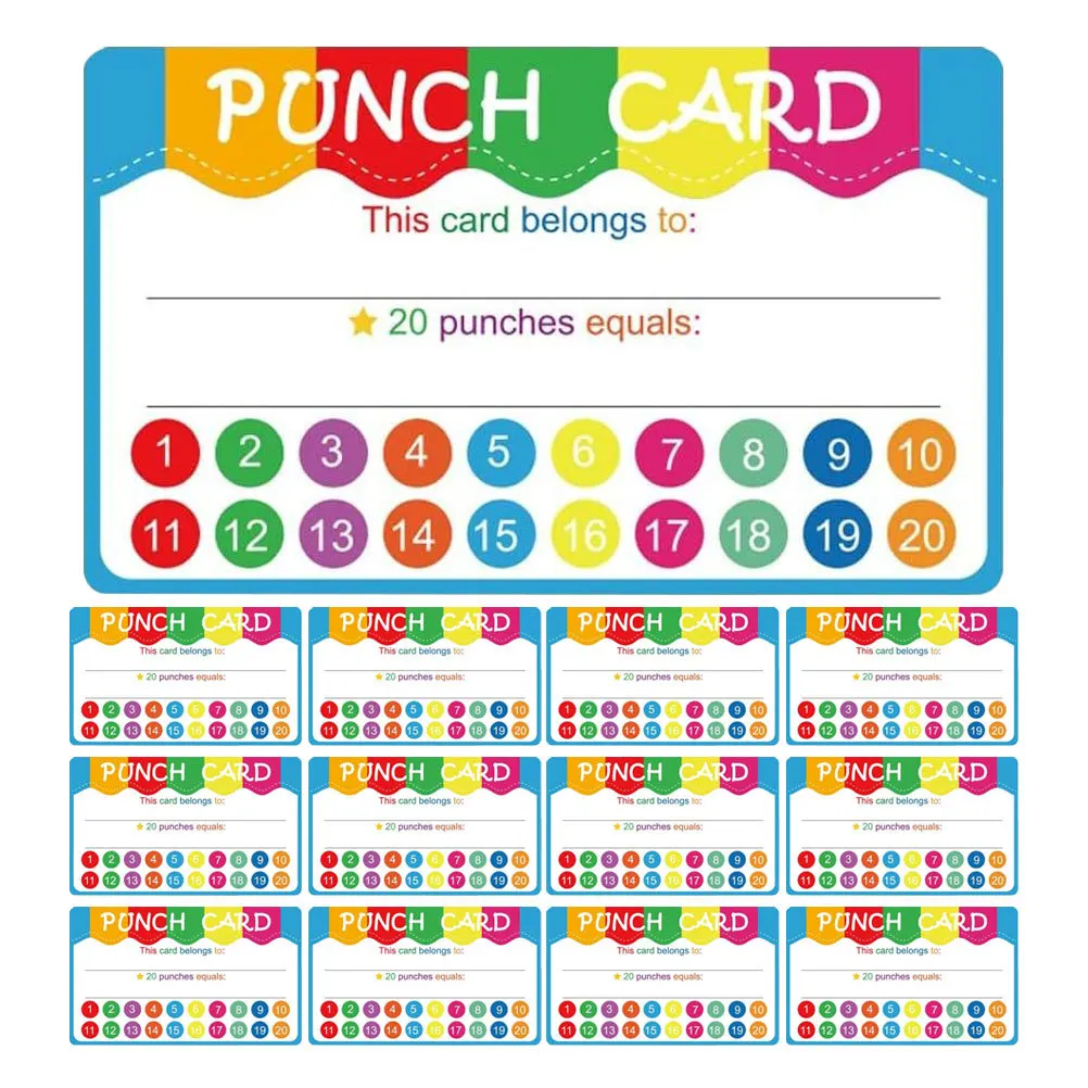 

50Pcs Cartoon Punch Cards Reward Incentive Teaching Aids School Classroom Encouragement Cards Creative Reward Card for