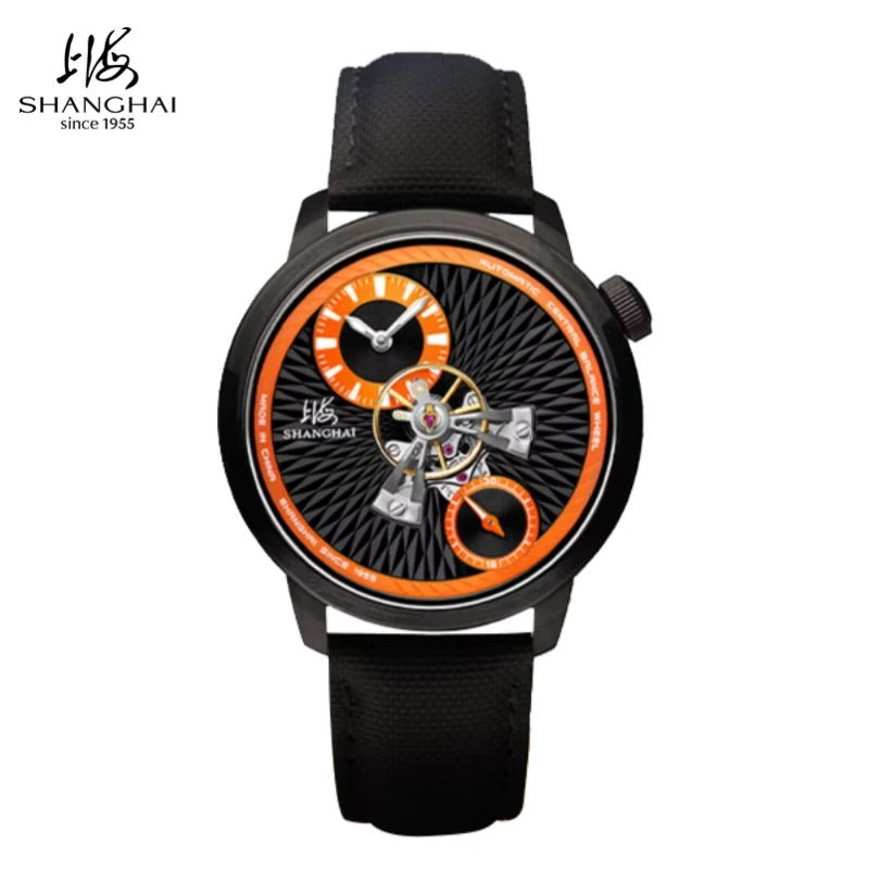 Reloj Shanghai Watch Sky Dome Center Flywheel para hombre, reloj de pulsera mecánico automático luminoso, resistente al agua hasta 50M, 2101