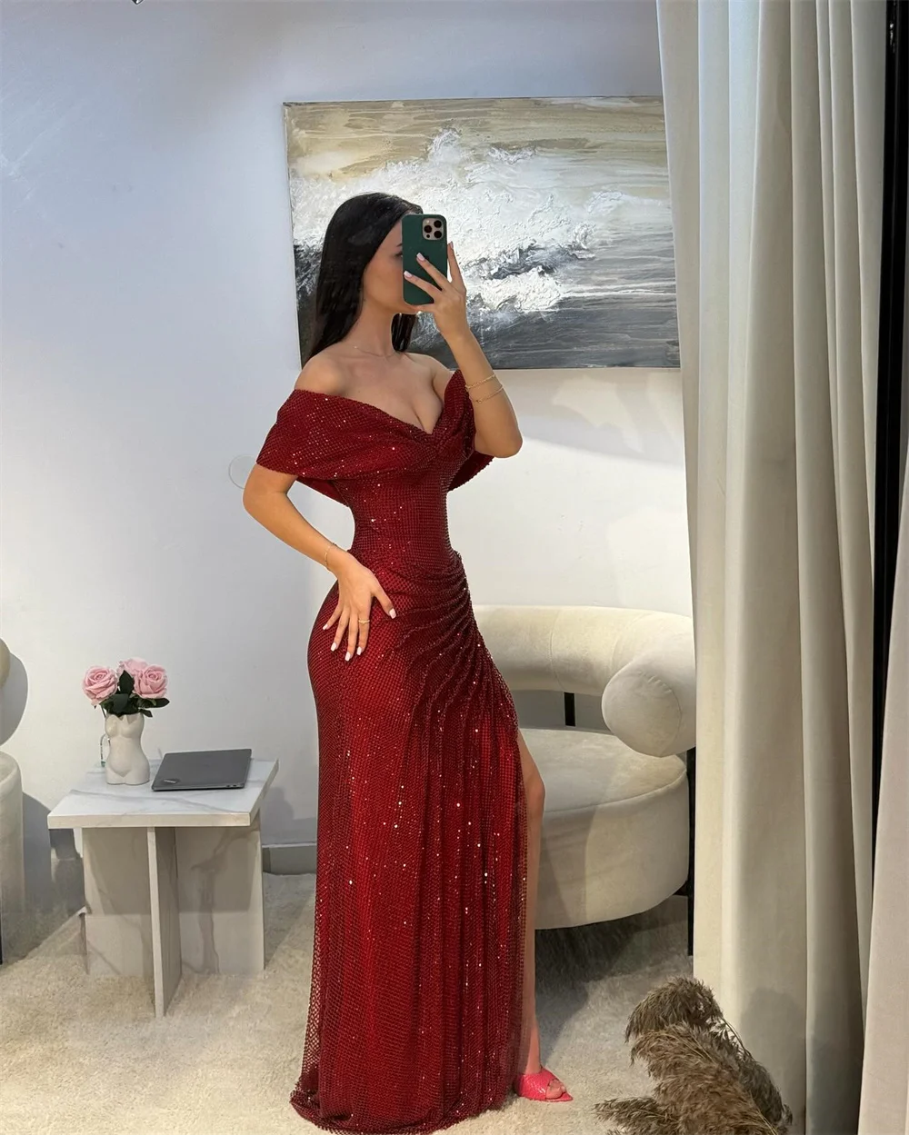 Red Prom Dresses 2025 Red Prom Dresses For Women 2025 Formal Red Gown With  Off-Shoulder