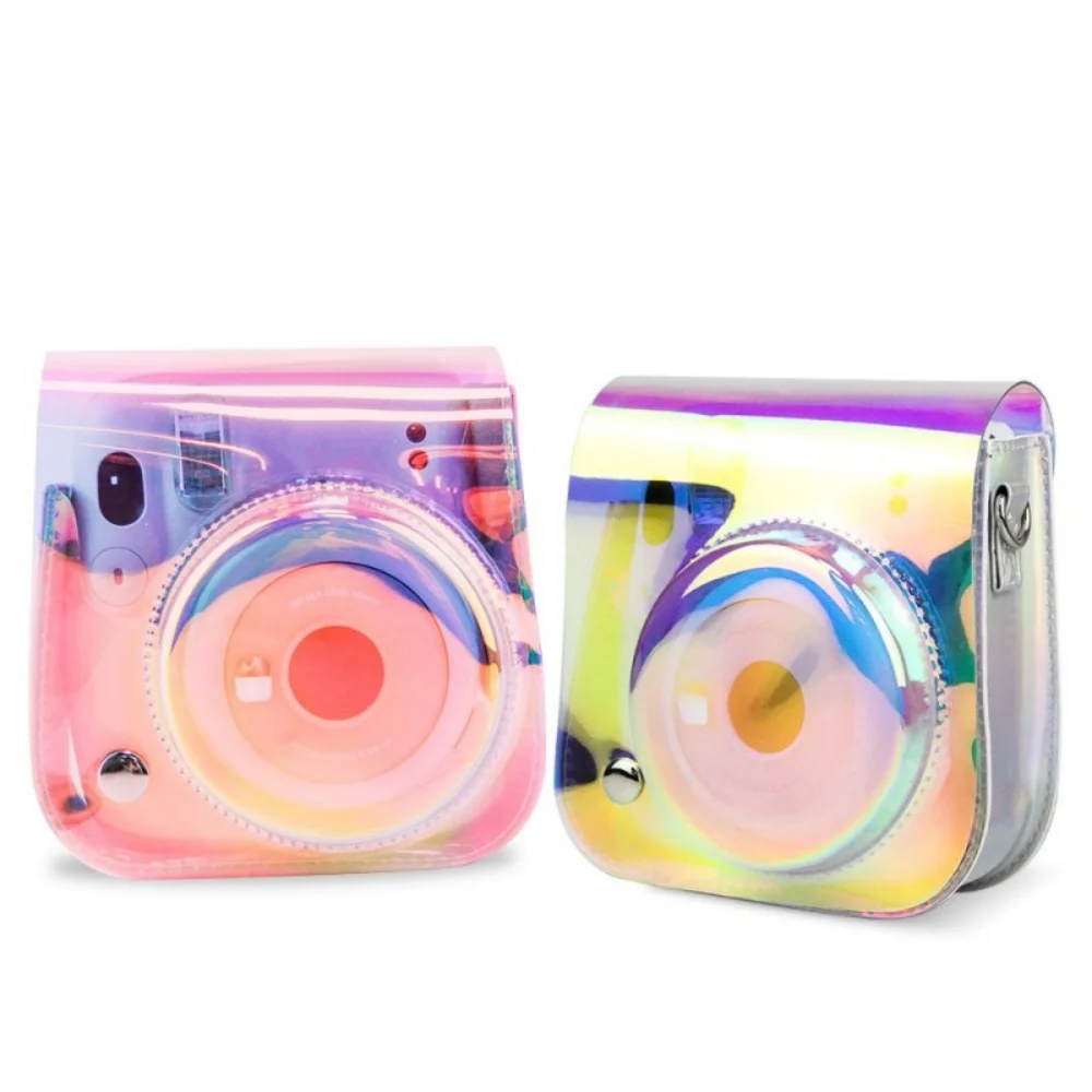 Şeffaf kamera kılıfı çanta için Fujifilm Instax Mini 12/11 anında kamera aksesuarları koruyucu çanta ile omuz askısı ayarlamak