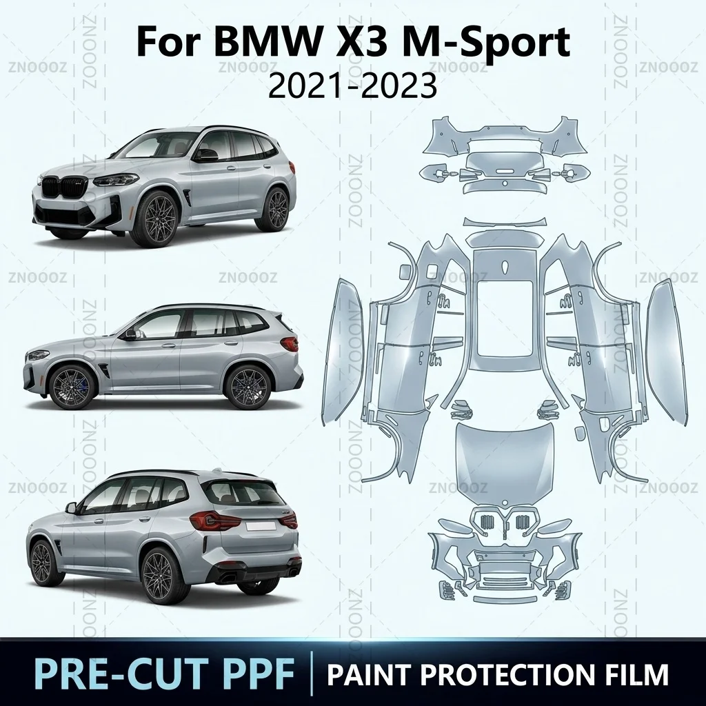 Für BMW X3 M-Sport 2021-2023 8,5 Mil Vorgeschnittene PPF Lackschutzfolie TPU Selbstheilende Ganzfahrzeug-Schutzfolie Glänzend Transparent Matt Schwarz