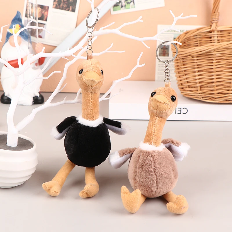 Bonito avestruz brinquedo de pelúcia dos desenhos animados pingente macio boneca de pelúcia chaveiro mochila saco de carro chaveiro decoração presente do miúdo