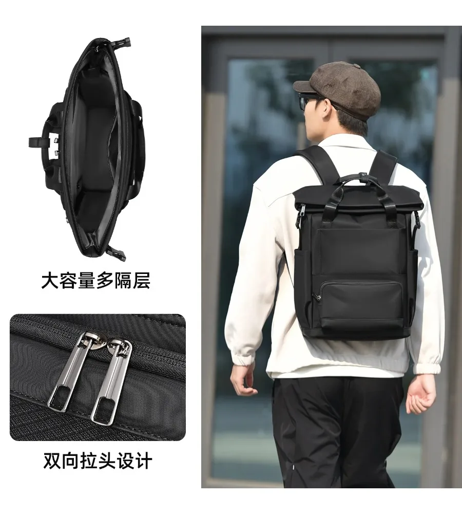 

Structured build holds a 16-inch laptop securely in this men’s backpack for work travel and school