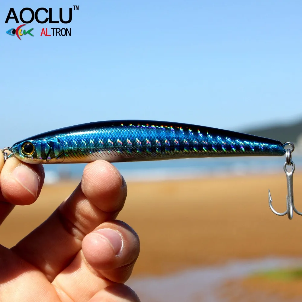 AOCLU-señuelo duro biónico para pesca en roca, lápiz Wobbler de 9cm y 28,3g para agua salada, gancho VMC