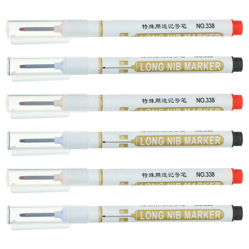 

6Pcs Oilbased Marker Pens Precision Ink Markers for Construction Deep Hole Marking Carpenter Woodworking Pen Woodworking Pen