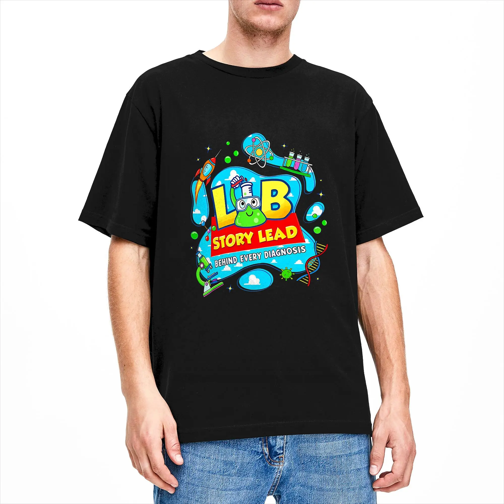 Cartoon Lab Story Day T-Shirt Summer  Hip Hop T Shirts Mens Cotton Crew Neck Plus Size 5XL Top Tees Short Sleeves Vintage Tops