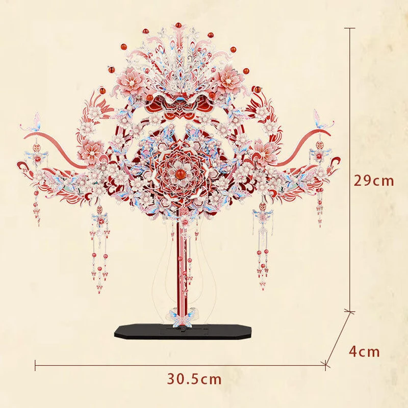 DIY 3D Metal Puzzle Miniature Model Kits Chinese Wedding Fan Jigsaw Puzzle Handmade Crafts for Friends Birthday Gifts view 6