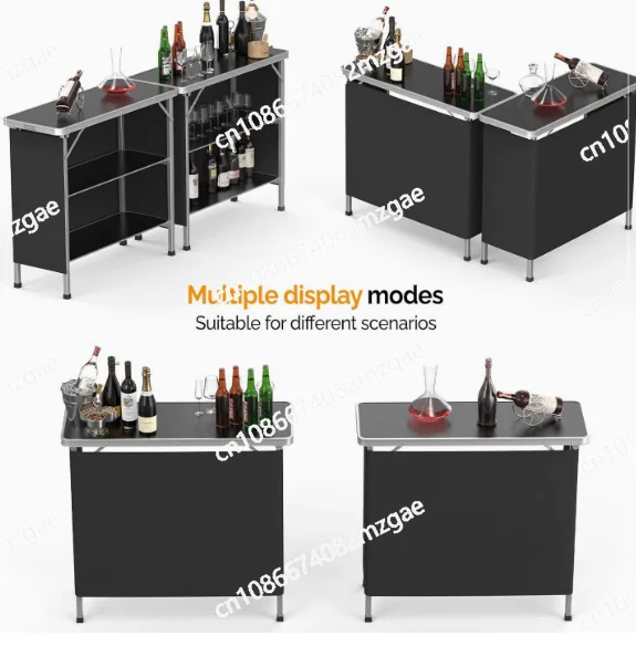 

Aluminum alloy portable suitcase storage function outdoor folding table bar table with cloth