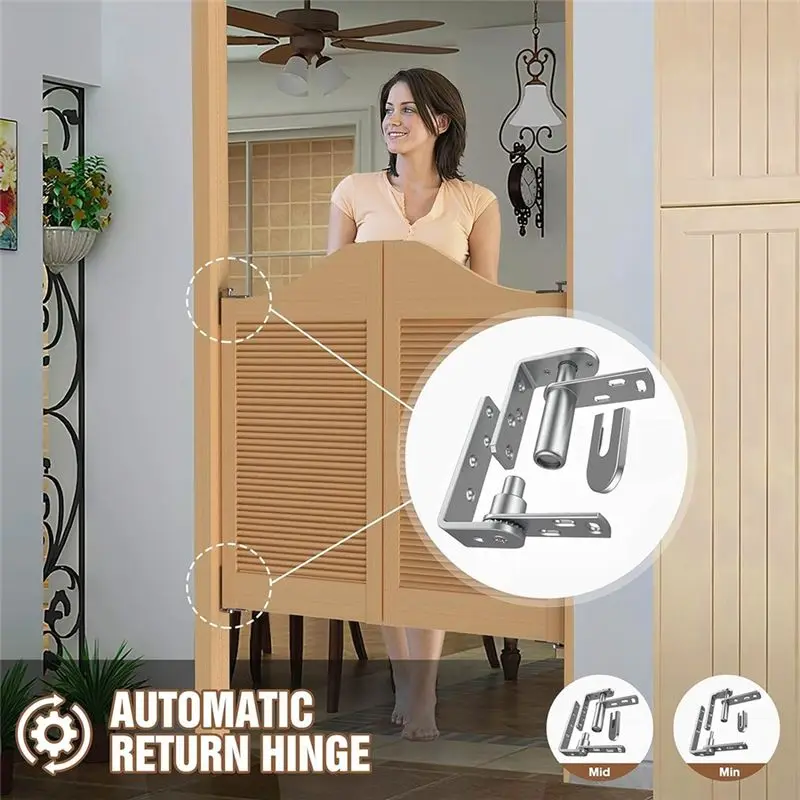 A67P-2Pack Cafe Door Hinges,304 Stainless Steel Swinging Door Hardware Saloon Door Hinges,Self Closing,For Swinging Door