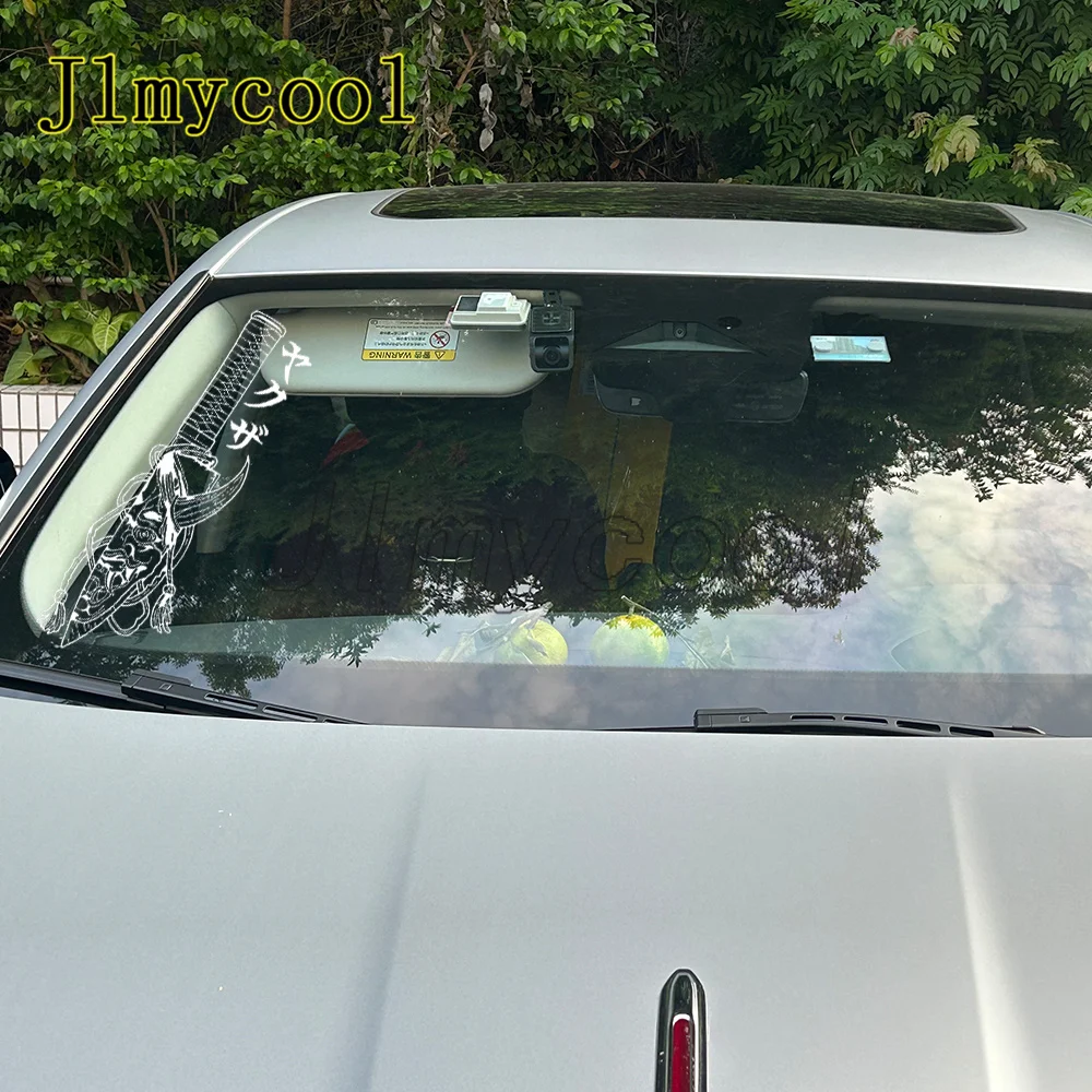 Pegatina JDM para coche, decoración de máscara Hannya, parabrisas trasero, pegatinas de Anime japonés, calcomanías de vinilo impermeables externas