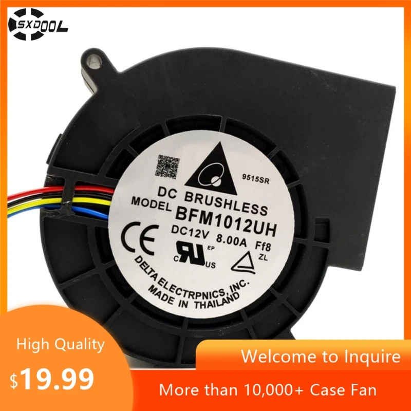 For DELTA BFM1012UH 12V 5.8A (Note: using actual current) 9733 High-Pressure Blower Fan w/ PWM & Speed Sensor