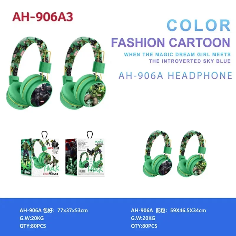 سماعات بلوتوث مارفل AH-906A3 سماعات أذن بلوتوث لاسلكية HIFI سماعات صوت محيطي مع ميكروفون هدايا للأطفال أنيمي كارتون