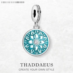 Flower Ornament Mandala Pendant Charm 925 Sterling Silver Fine Jewelry Autumn Gift For Women Girls Wholesale
