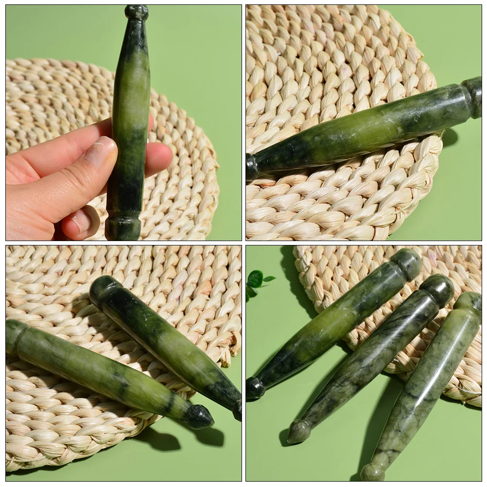 Caneta de acupuntura de jade, ferramentas de massagem, pedra de bastão Gua Sha para acupressão de haste de ponto facial