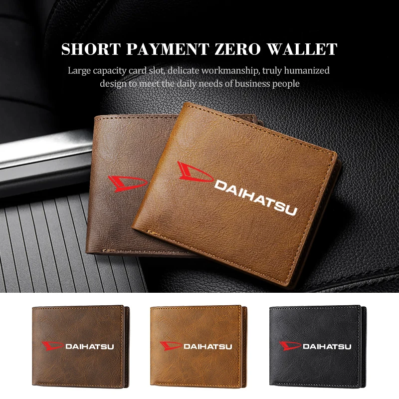Car Logo Leather Wallet Car Credit Card Holder Storage Accessories For Daihatsu Sirion Feroza Emblem Trevis Taft Terios 2007