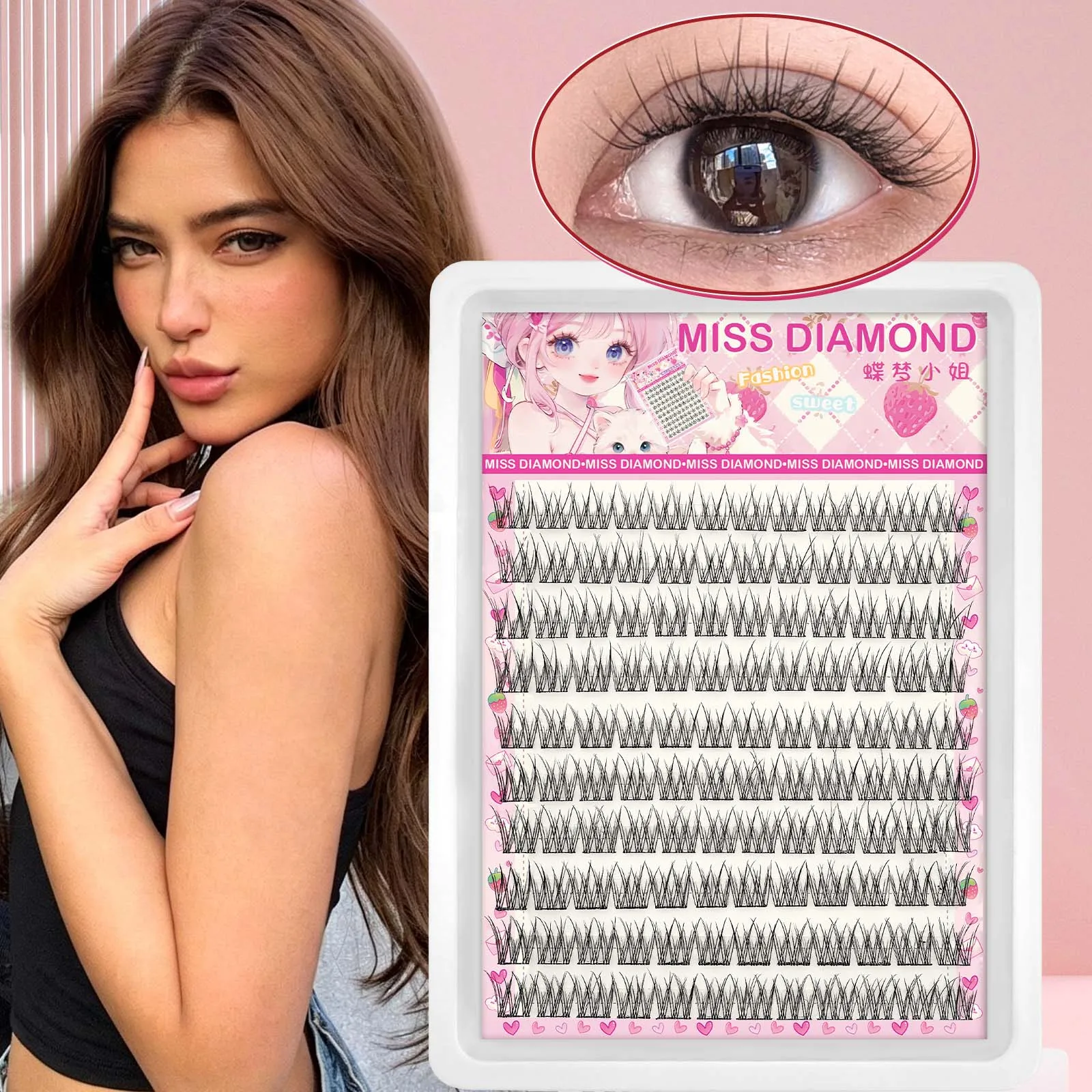 Multi-Style Cluster-Wimpern-Set: Welpenaugen-, Katzenaugen- und Puppenaugen-Effekt, Flauschige DIY Einzelwimpern, Gemischte Segmentierte Wimpernverlängerungen – Detail 3