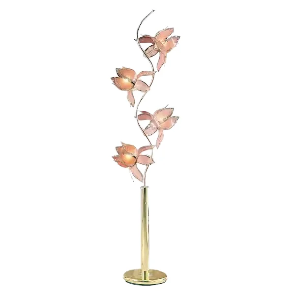 

Modern Lotus LED floor lamp E26 base pink lampshade wrought iron glass flower design suitable for living room and bedroom