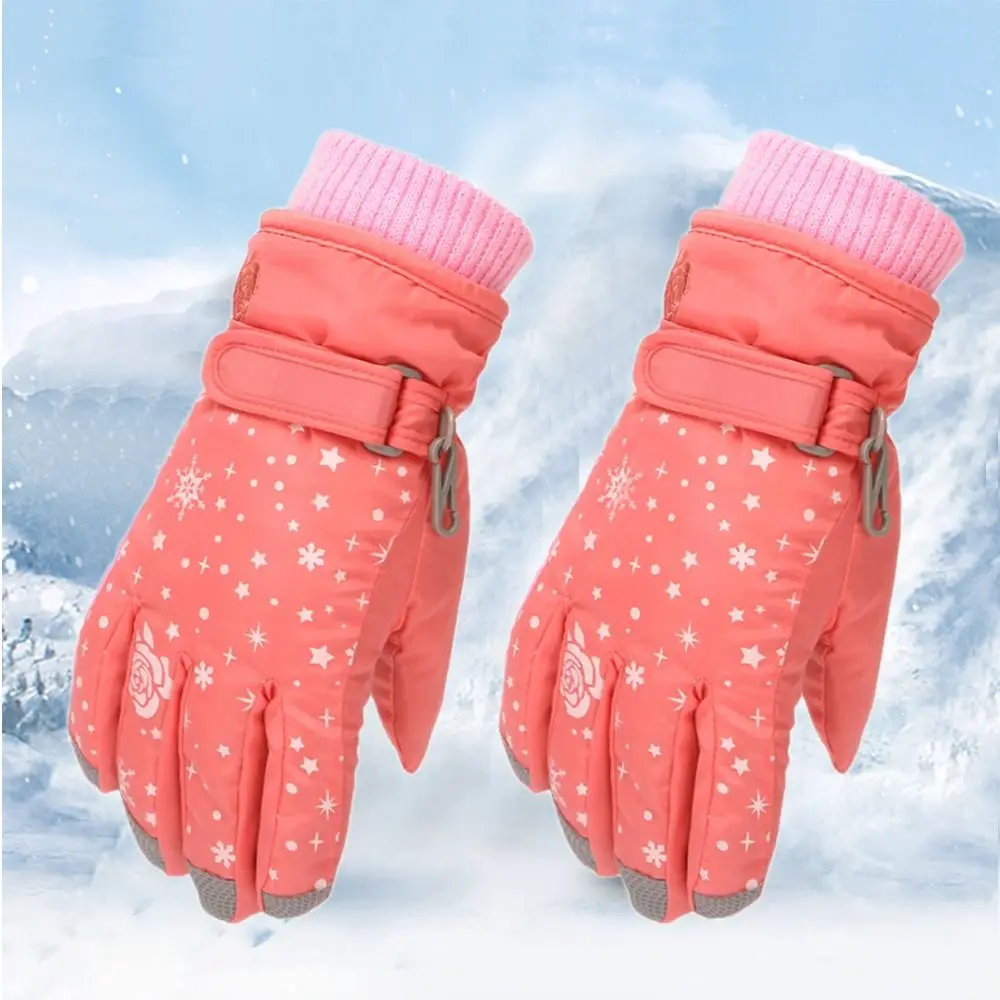 Baby Girls Windproof Snow Snowboard Children Skiing Gloves Kids Cycling Gloves Ski Outdoor Sports Mittens