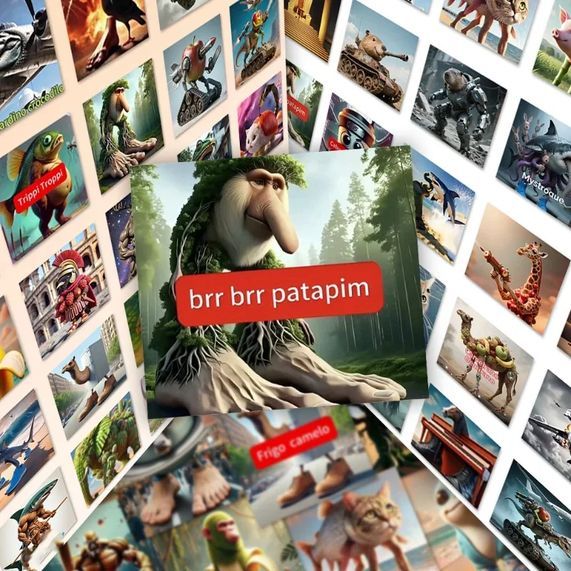 105 PC บทคัดย่อสัตว์สติกเกอร์ Tung Sahur อิตาเลี่ยน Brainrot Brr Patapim ตกแต่งคอลเลกชันสนุกตกแต่งสติกเกอร์กันน้ํา