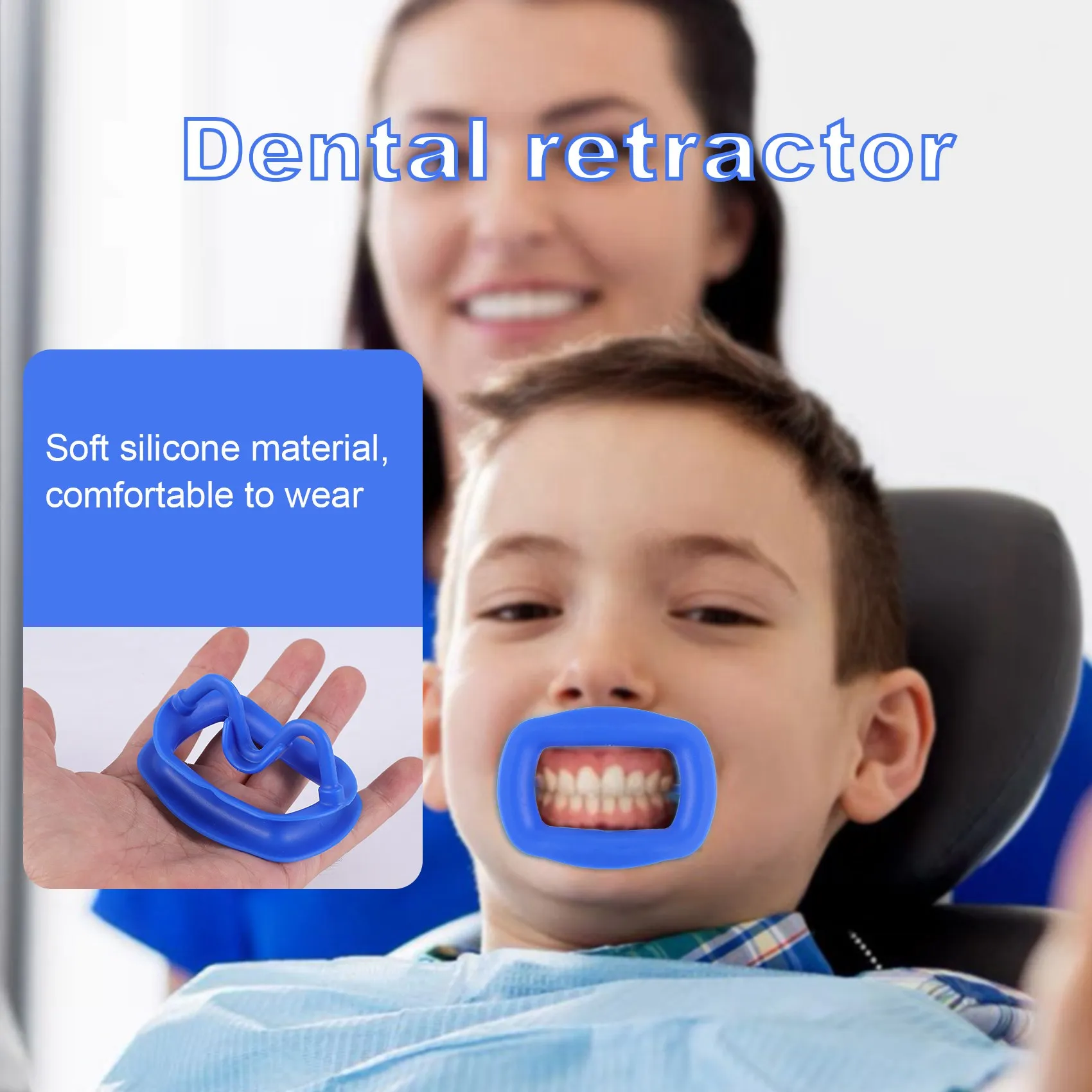 Silicone macio retrator dental, abridor de boca, bochecha intraoral lábio expandir, ortodôntico, azul, novo, 1pc