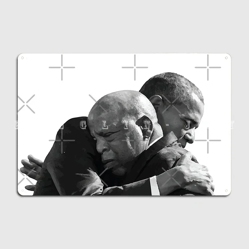 Póster de aniversario del presidente Barack Obama Hugs Rep John Lewis On Bloody Sunday, placa de Metal, decoración de pared de cocina, cartel de estaño