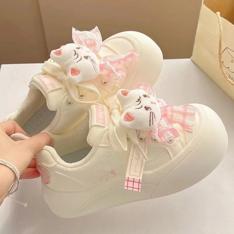 Original  Bowknot White Sneakers Women's Casual Bread Shoe round Head Versatile Flat Shoes Korean Style Breathable Lightwe...