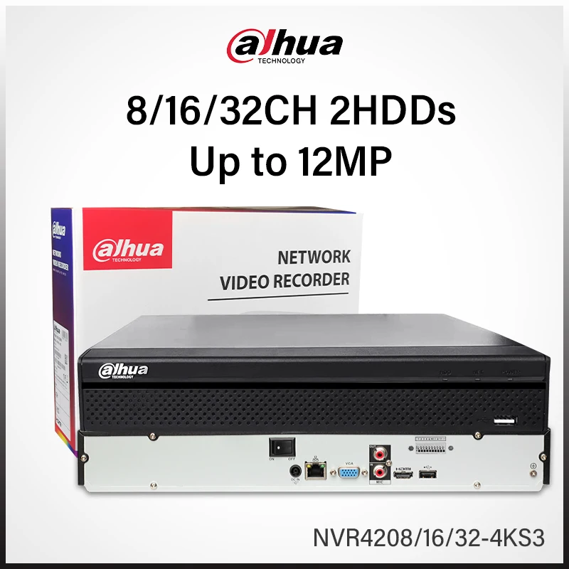 Dahua 8 16 Channels 4K NVR NVR4208 NVR4216-4KS3 For 12MP 8MP 4MP 2MP IP Camera Smart CCTV System MultiLang International version