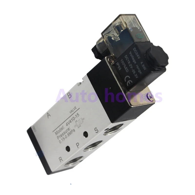 

5-ходовой 2-позиционный электрический электромагнитный клапан 4V410-15 1/2 "BSP 24 В водонепроницаемый и пыленепроницаемый пневматический клапан сброса