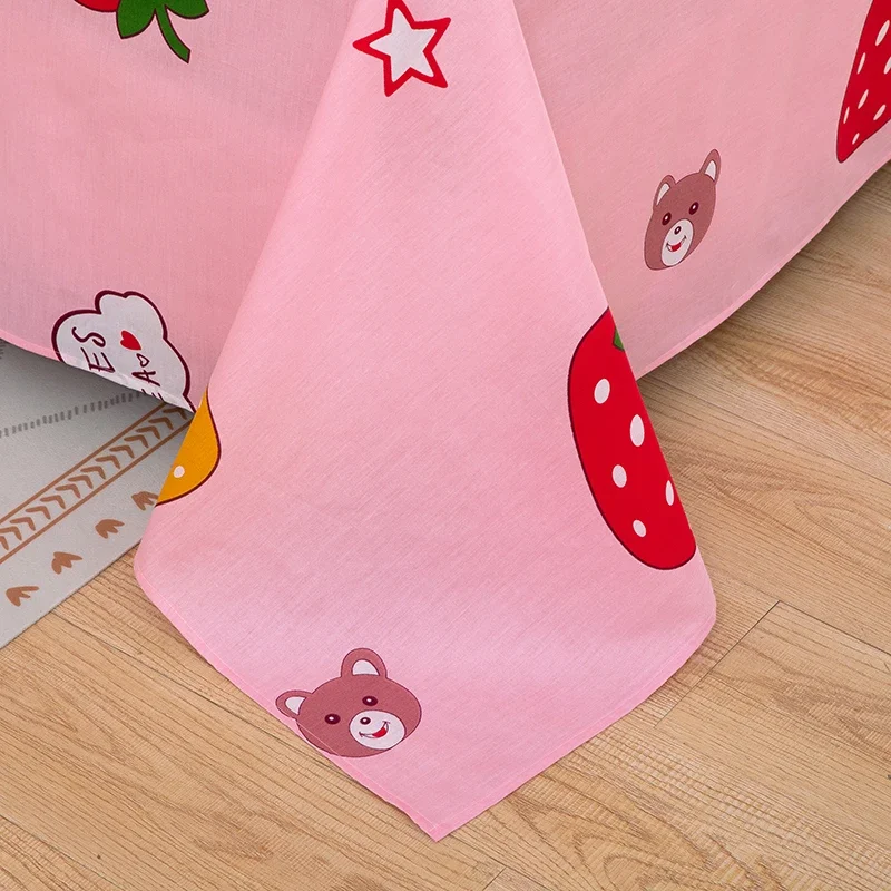 Drap plat Kawaii Fruit Harvey avec 2 taies d'oreiller, ensemble de draps de dessin animé en coton, couvre-lit ours mignon étoile pour chambre d'ado fille