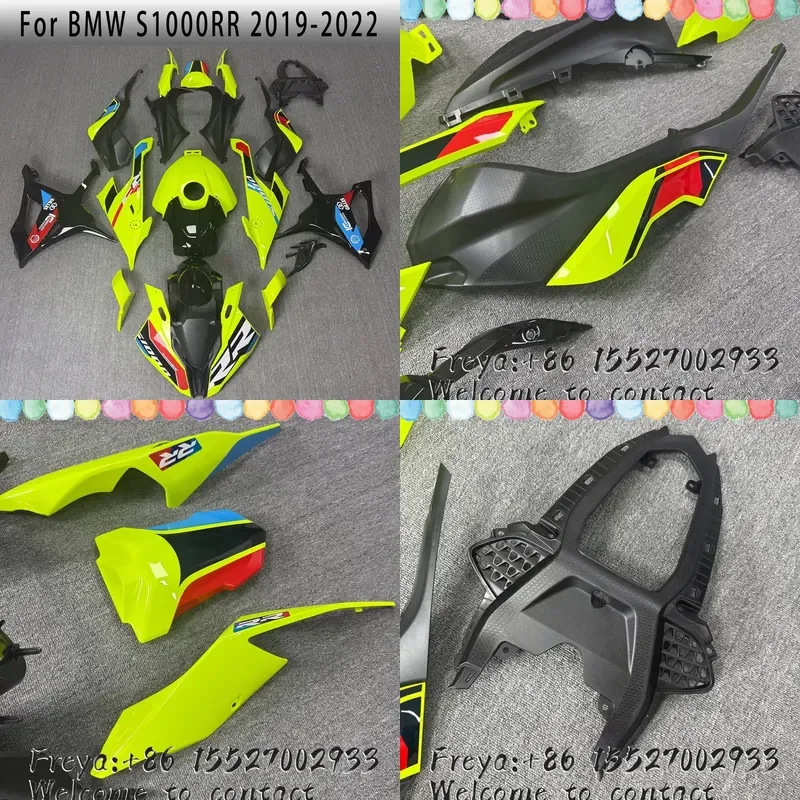 for S1000RR 2019, 2020, 2021, 2022 models with fairing kit and high-quality ABS molded fluorescent yellow body