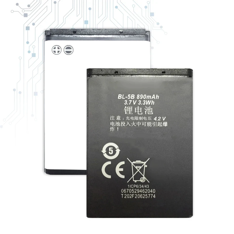 BL-5B BL5B phone Battery 3.7V 890mAh For Nokia N83 N80 6120 6230 5200 3220 3230 5140 5140i 5208