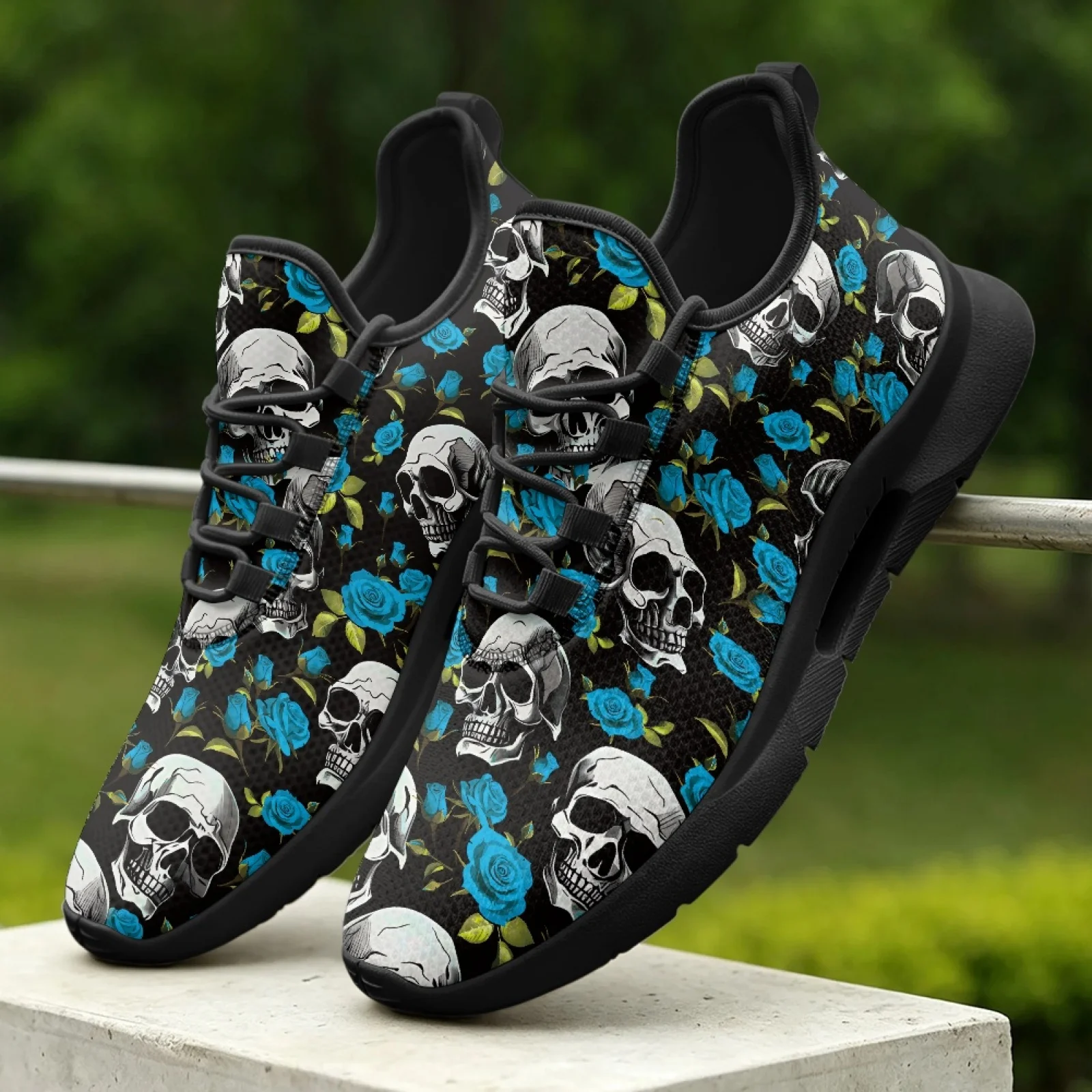 XIXIRIMIDO Women's Lace-up Casual Shoe Nurse Shoes Women's Sandals Men's Sneakers and Casual Shoes Tenis Feminino Rose Skull