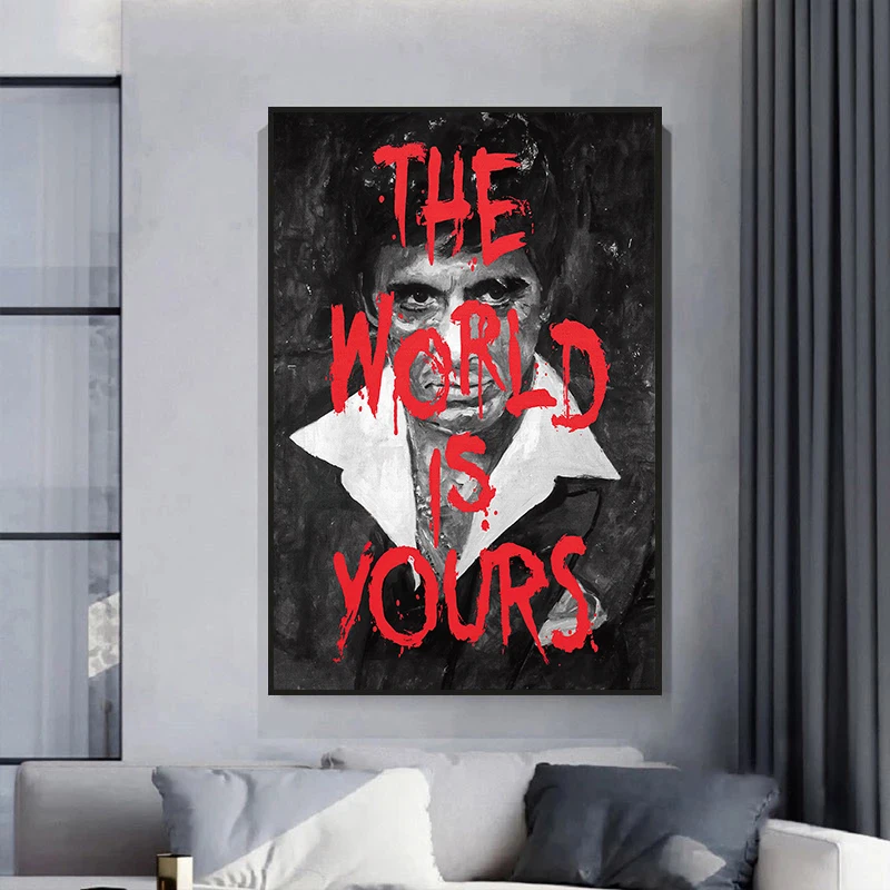 Gangster Movie Scarface Posters Prints Tony Montana with Money Canvas Painting Portrait Wall Art Pictures Living Room Home Decor