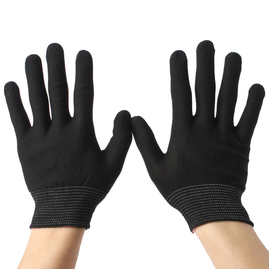 Guantes de trabajo de nailon antiestáticos, 2 pares, negro