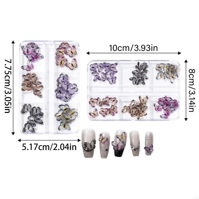 Q1FB 1SET Butterfly Nails Charm for Women and Girls Nails Nails Art Rhinestonshosts Crafts Supplies Sovelizing