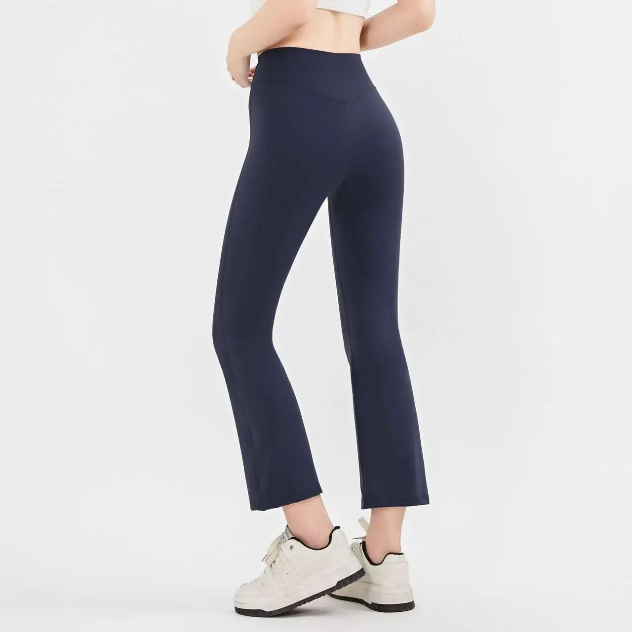 Nude High-Waist Elastische Yoga-Mikro-Schlaghose Leggings Gym Pfirsichfarben Hüftstraffend Enganliegend Outdoor Pilates Taillenformend – Detail 5
