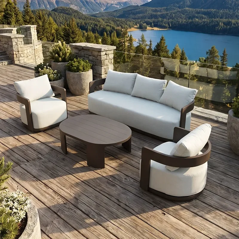 for Terrace Courtyard Tables and Chairs Outdoor Hotel Villa All Aluminum Alloy Waterproof Sunscreen Balcony High-end Outdoor