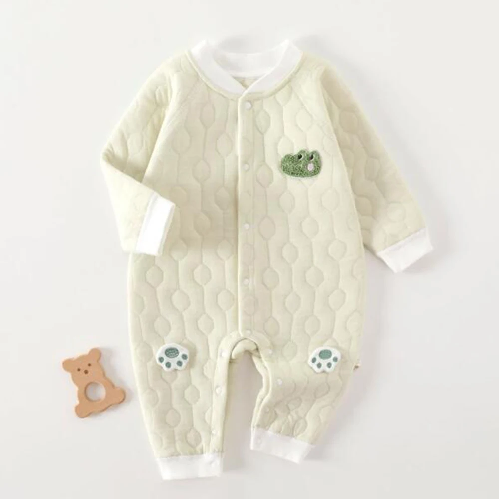 Baby Boy Clothes Winter Quilted Thicken Warm My First Christmas Baby Girl Romper Long Sleeve Cute Unisex Infant Jumpsuits