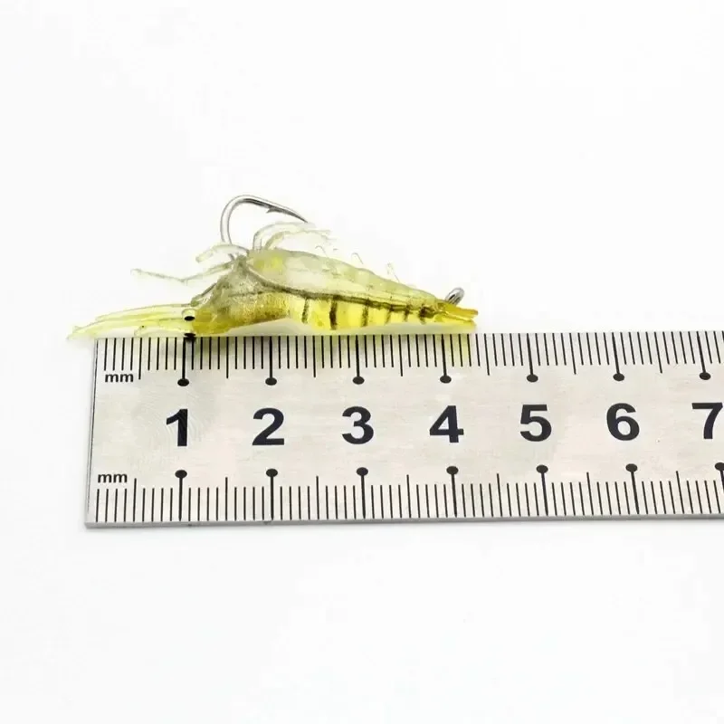 20PCS Isca Artificial Soft Shrimp Lure Worm For Fishing Bait 1.3g/4cm Hook Sharp Crankbait Lures Silicone Shone Prawn Bait